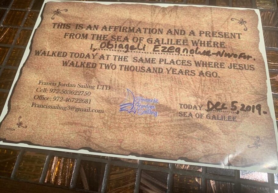 Affirmation in sea of galilee