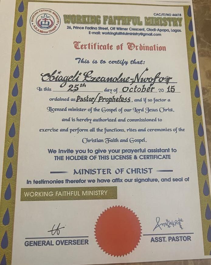 cerificate of ordination